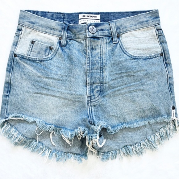 One Teaspoon Pants - ONE X ONE TEASPOON BUTTON FLY SHORTS SIZE 24 Festival Rodeo Trendy High Rise